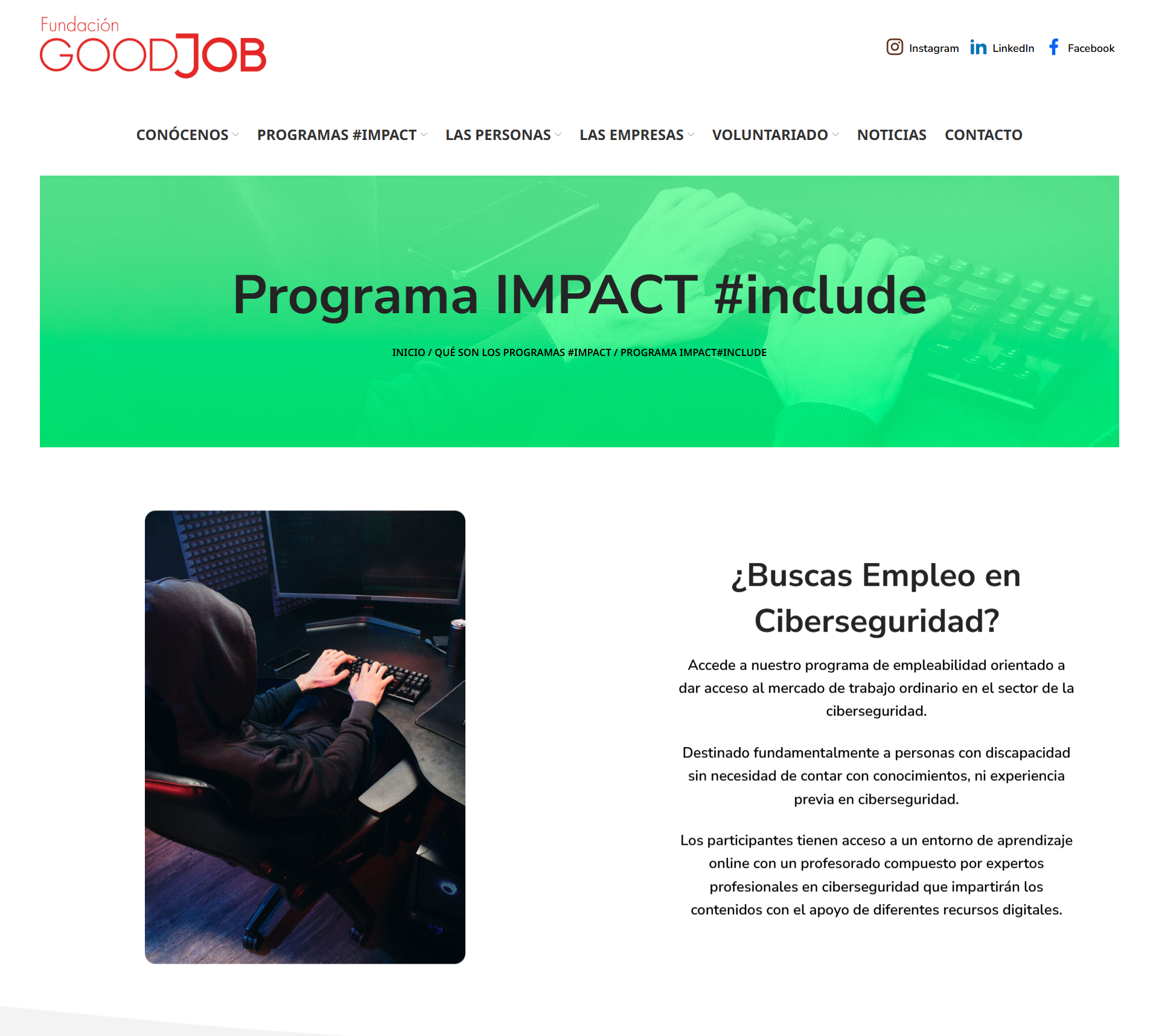 Programa IMPACT include de Fundación GoodJob, formación en ciberseguridad dirigida a personas con discapacidad.